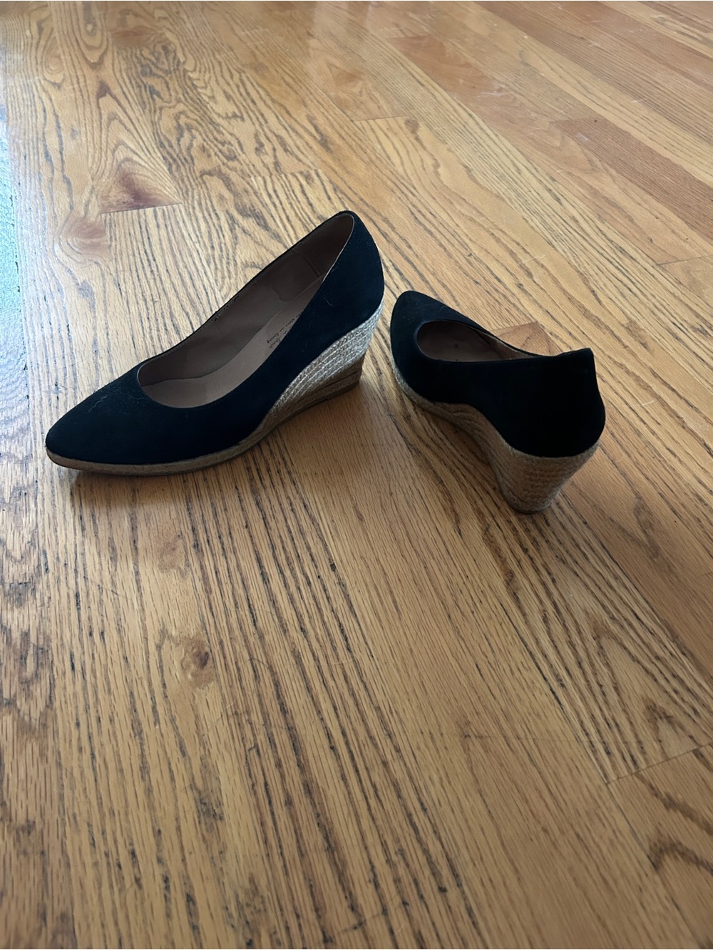Eric Michael Black Suede Wedge Espadrille Pumps
